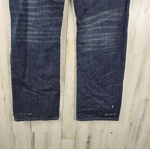 Aeropostale slim boot blue and yellow distressed mens jeans size 36X34 - Picture 6 of 12